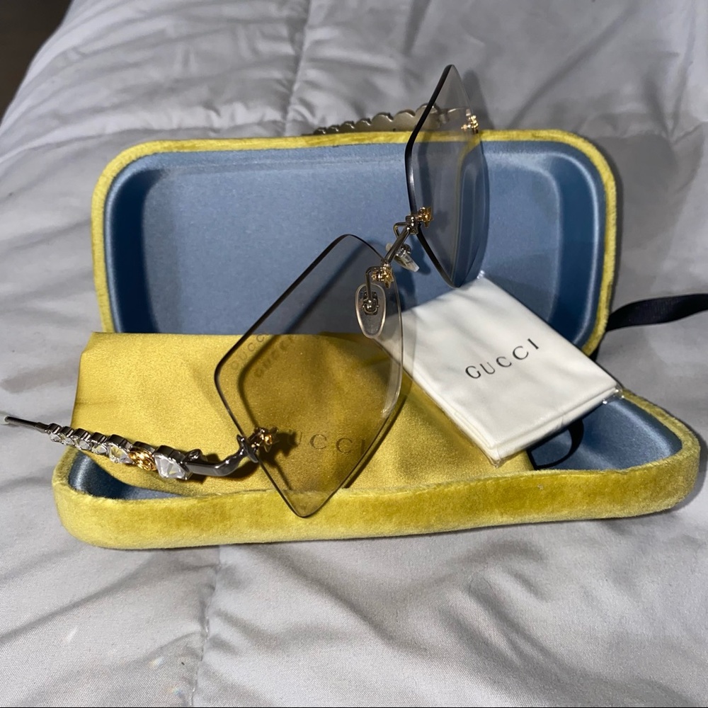 Gucci Sunglasses Rimless With Crystals (Cartier Like)